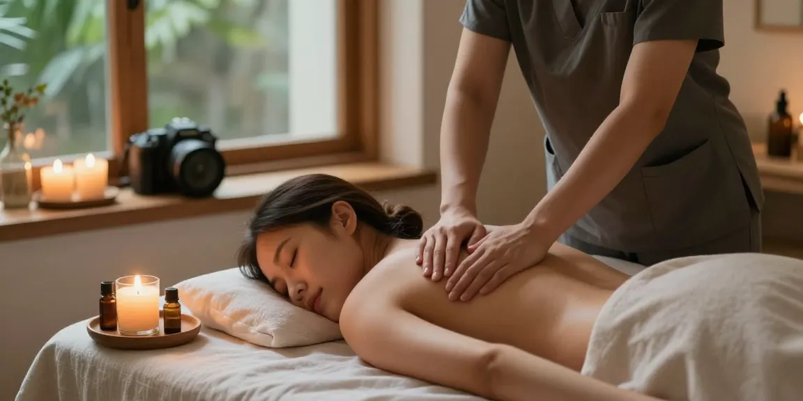 Experience professional 광명출장안마 in a serene home setting with calming elements.